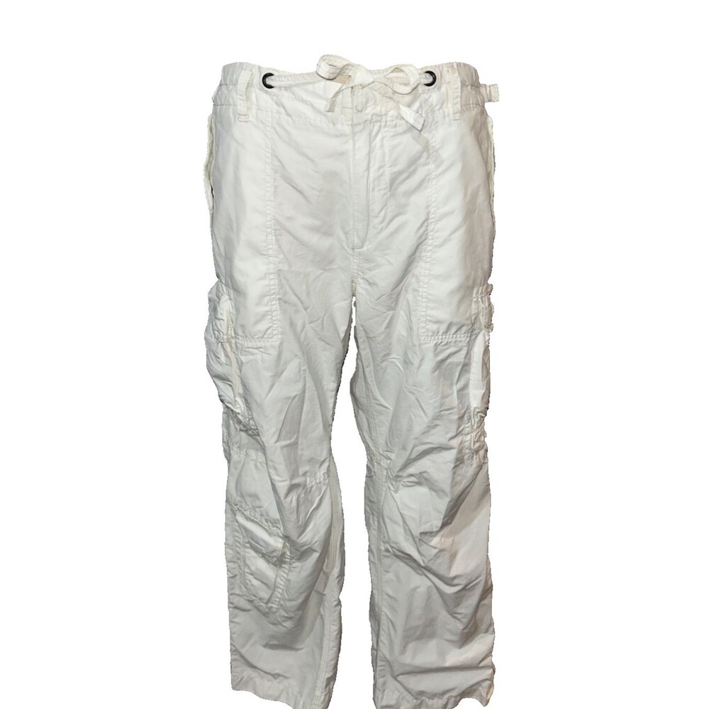 GAP Vintage Y2K Women’s Wide Leg Cargo Pants size XS White Cotton Nylon